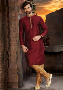 Maroon Color Silk Fabric Kurta Set